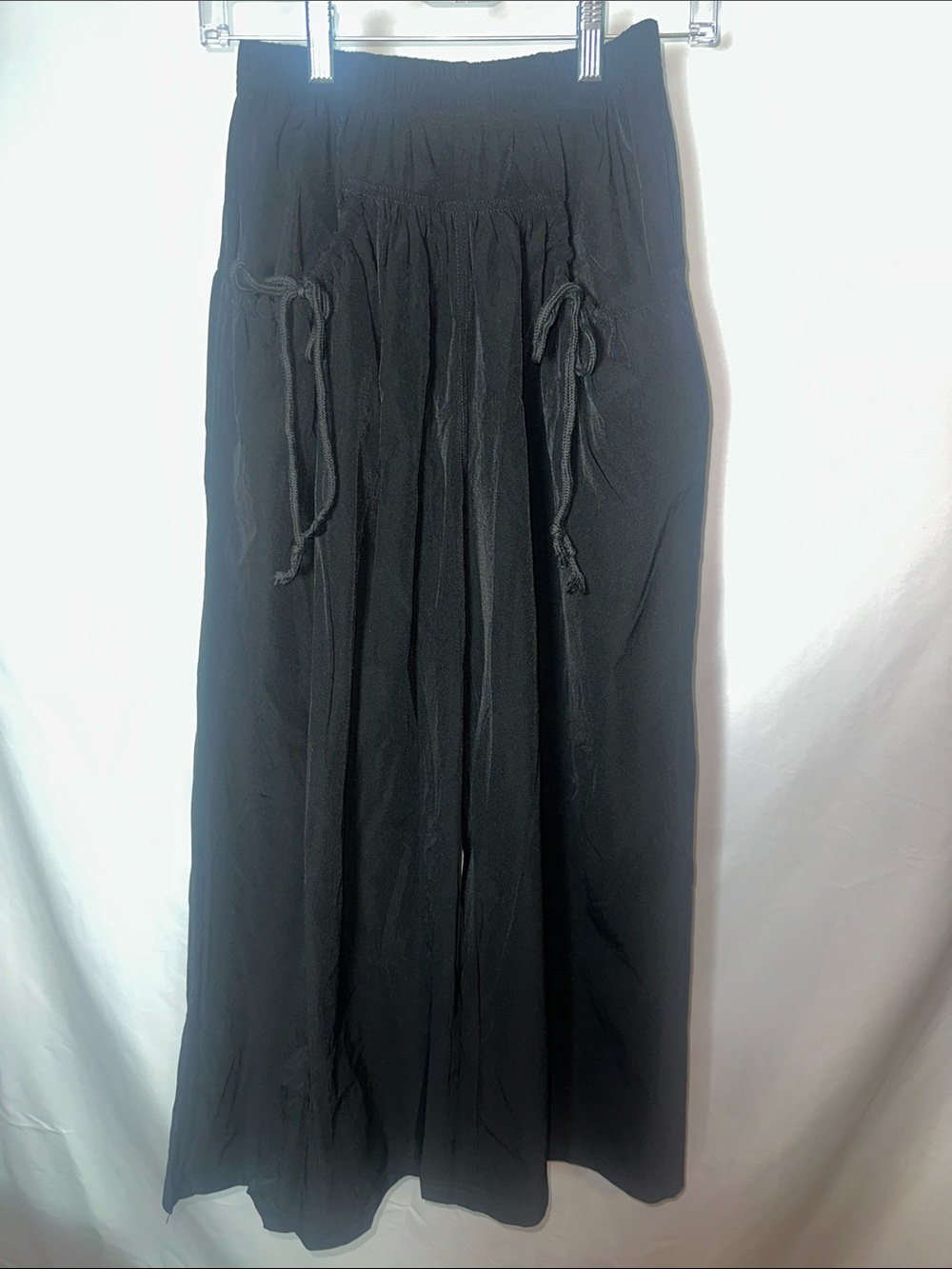 Black Wide-Leg Drawstring Pant